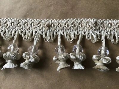 7 1/4 Yds Cream Tassel Bead Fringe Trim - Image 1 of 3