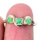 Gift For Women Statement Ring Size 7.5 925 Silver Natural Green Chalcedony