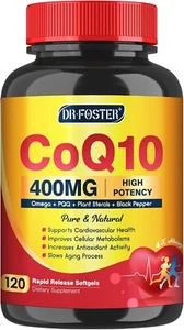 Coq10 400Mg Softgels COQ10 - CQ10 Coenzyme Q10 Supplement, plus PQQ, Omega 3, an - Picture 1 of 8