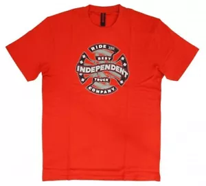 INDEPENDENT TRUCK CO' Skateboard T Shirt - Ribbon Cross / LARGE / Tomato Red - Picture 1 of 2