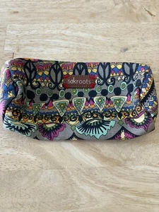 Sakroots Blue Floral Canvas Love Makeup Pencil Jewelry Travel Bag Cas 8" X 2.5" - Picture 1 of 3