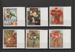 1972 Ras Al Khaima - Dipinti floreali - Mi 865-870 Marginale Imperf. MNH - Foto 1 di 1