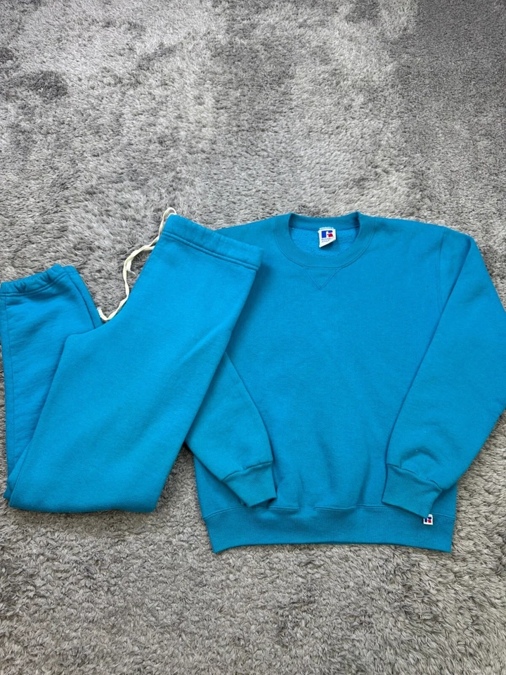 De Colección Russell Traje Atlético Adulto Pequeño Blanco Polar Sudadera Pantalones EE. UU. Foto 1 de 4