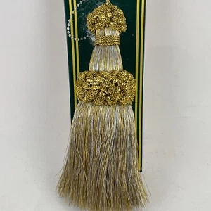 Große 5" Silber & Gold Stoff Quaste Borte Lampe Zug Vorhang Handwerk Nähen - Bild 1 von 10