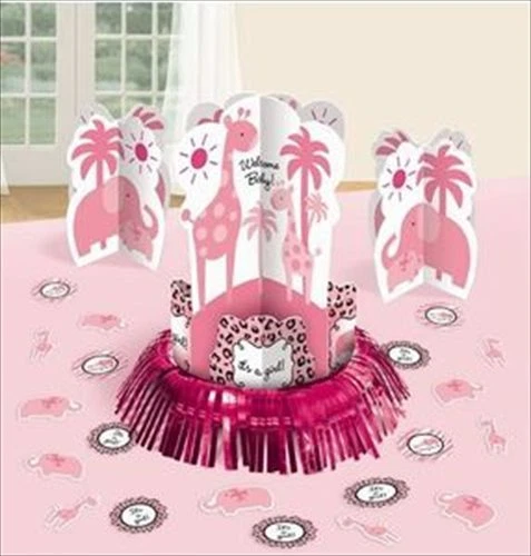 SWEET SAFARI GIRL TABLE DECORATING KIT (23pc) ~ Baby Shower Party Supplies Pink - Image 1 of 1