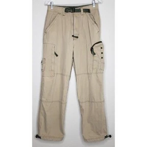 American Eagle Mens Pants 30x30 Tan Green Belt Cargo Tactical Pockets Flat Front - Picture 1 of 5