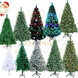 Artificial Christmas Tree with Lights / Pre Lit / Fibre Optic 4/5/6/7ft Bushy - Picture 1 of 46