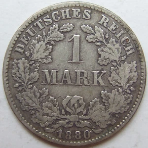 Coin Deutsches Reich Kaiserreich Silver 1 Mark 1880 D In Almost Very Fine - Picture 1 of 2