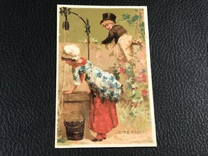 CHROMO CARD JE ME RISQUE  EPOQUE 1880 90  - Picture 1 of 2
