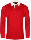 Mens Classic Rugby Shirt Long Sleeve Polo Size XS to 3XL - COTTON SPORTS WORK