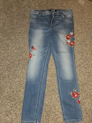 Leggings denim Express con bordado de flores Foto 1 de 3