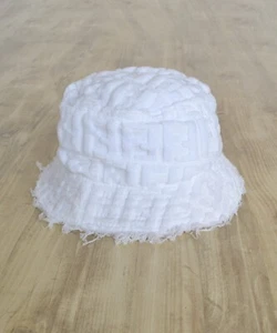 Womens FENDI Bucket Hat Terry Monogram Zucca Logo FF Embroidered - Picture 1 of 7