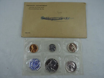 1959 Silver Proof Set US Mint OGP Envelope 90% Silver 5 Coins Franklin Half - Image 1 of 3
