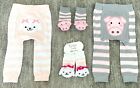 Boogie Toes Baby Socks & Leggings pants 4pc SET Toy Puppy & pink Pig Size 6-12m