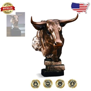 Bronze Electroplated Bull Bust - Detailed Wall Mount for Finance Lovers - Picture 1 of 3
