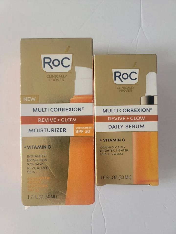 RoC MULTI Correxion 1oz Revive + Glow Daily Serum AND Moisturizer SPF 30 - Image 1 of 1