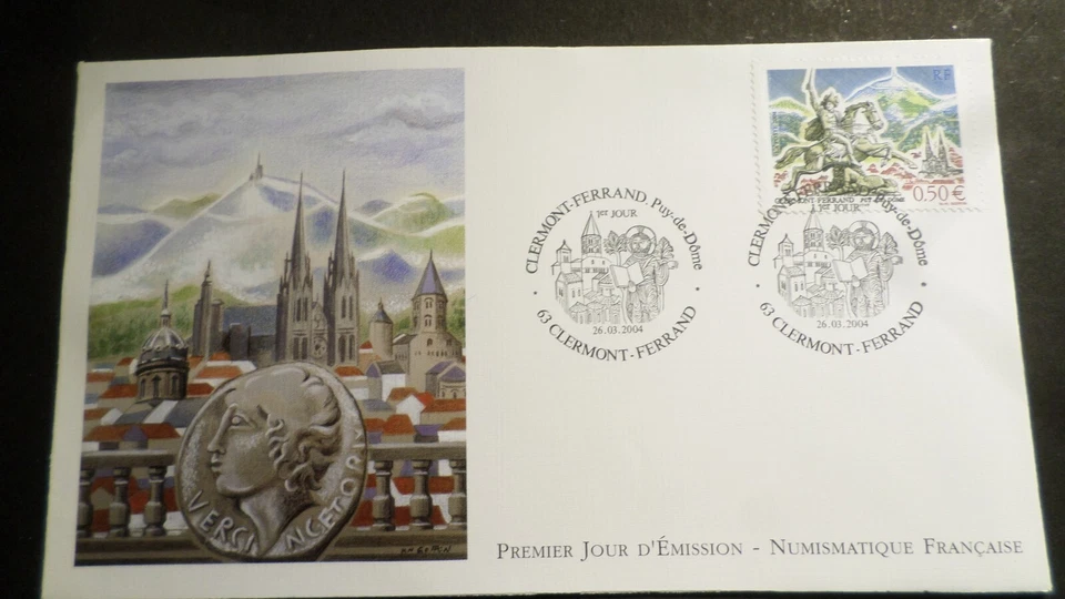 FRANCE 2004 FDC 1° jour  CLERMONT- FERRAND STATUE VERCINGETORIX TIMBRE 3656 - Photo 1/1