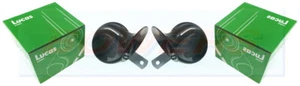 GENUINE LUCAS 12V HIGH AND LOW TONE TWIN TERMINAL SHELL/TRUMPET CAR HORNS LHT10 - Picture 1 of 1