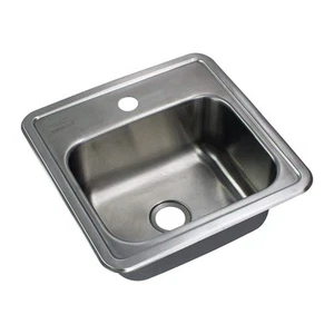 Select Drop-In Edelstahl 15 Zoll 1-Loch Einzelbecken Küchenspüle in gebürstet - Bild 1 von 4