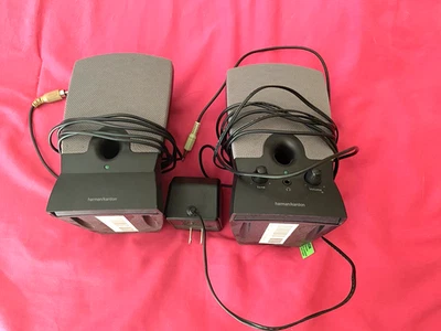 Harman Kardon Left & Right Desktop Speakers 🎵 Multimedia Pair Gray 🎶 - Image 1 of 4