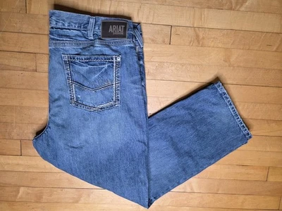 Jeans Ariat M5 para hombre 44x30 ajustados rectos azules lavado oscuro mezclilla occidental Foto 1 de 4