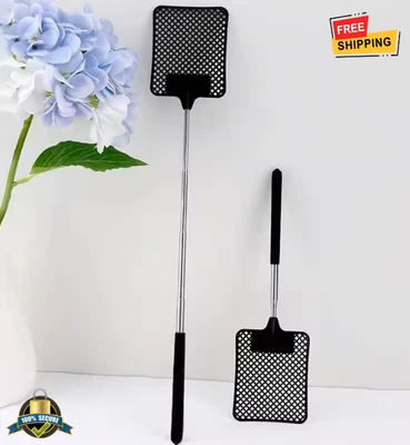 1 pc Black Creative Fly Swatter Stainless Steel Extendable Mosquito Swatter Tool - Image 1 of 4