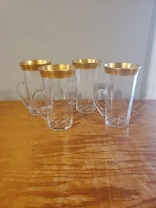 Vintage Set Of 4 Gold Rim Tiffin-Franciscan Handled Juice Glass - Picture 1 of 6
