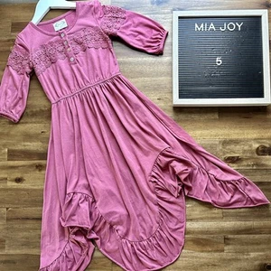 Mia Joy by Joyfolie Berry Red High Low Elvia Knit Dress Ruffle Lace Boho 5  - Picture 1 of 8