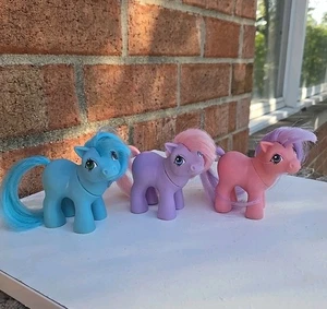 Vintage My Little Pony G1 Baby Ember Trio 3x Blue Pink Purple Ponies Hasbro MLP - Picture 1 of 16