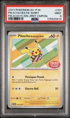 PSA 9 Pikachu Berkemeja Batik Promo 101/SV-P Journey Pokemon Indonesia - Image 1 of 2