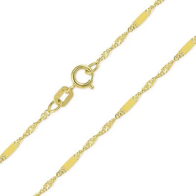 10K Solid Yellow Gold Custom Singapore Bar Choker Necklace Chain 1.2mm 11-15" - Image 1 of 2