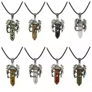 3 Pz Collana Punti Cristallo Colonna Esagonale Argento Avvolta Pterosauro Choker - Foto 1 di 35