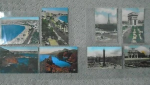 Eight 1947 Cannes & Paris France Photo Postcards Hand Colored   FREE SHIPPING  - Picture 1 of 7