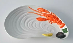 Placa CERÁMICA BASSANO con forma de concha 32 cm LANGOSTA RELIEVE ARNÉS MEDITERRÁNEO - Imagen 1 de 2