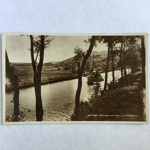 Cairnbaan Scotland Crinan Canal Real Photo Postcard Boat With Guys RPPC - Picture 1 of 3