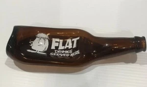 Flat Melted Glass Beer Bottle Vintage Bar Decor 1970s Style Dish - Picture 1 of 6