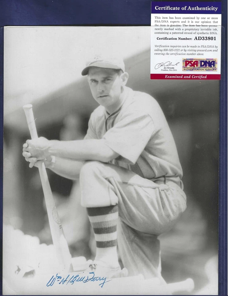 Bill Terry New York Giants Baseball HOFer Autographed 8x10 B&W Photo PSA COA - Image 1 of 1