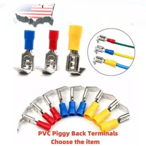 Piggy Back Insulated Spade Terminals 22-10AWG Wire Crimp Connectors 140-50pcs - Picture 1 of 15