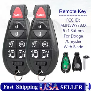 2 Remote Car Key Fob 7B For 2008-2020 Dodge Grand Caravan Chrysler Town&Country - Foto 1 di 8