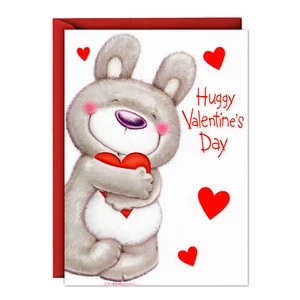 Süße VALENTINSTAGSKARTE, Hase umarmt Herz von American Greetings + Umschlag - Bild 1 von 4
