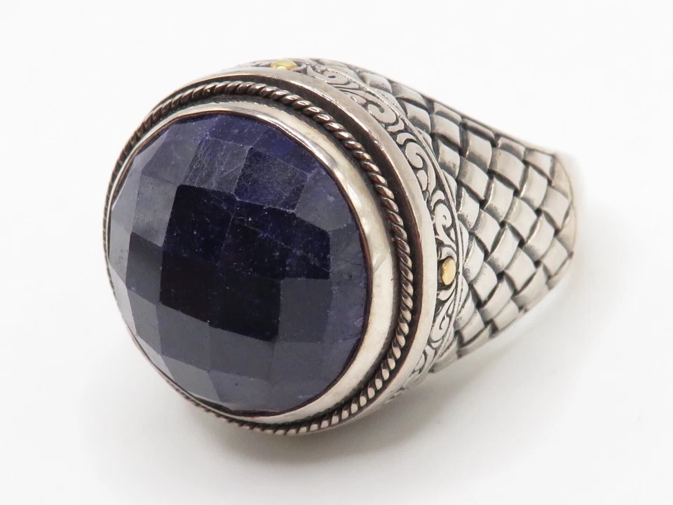 ANILLO DE LEY "SAMUEL B" con lapislázuli relleno de vidrio con acento de oro amarillo de 18k talla 9,5* Foto 1 de 1