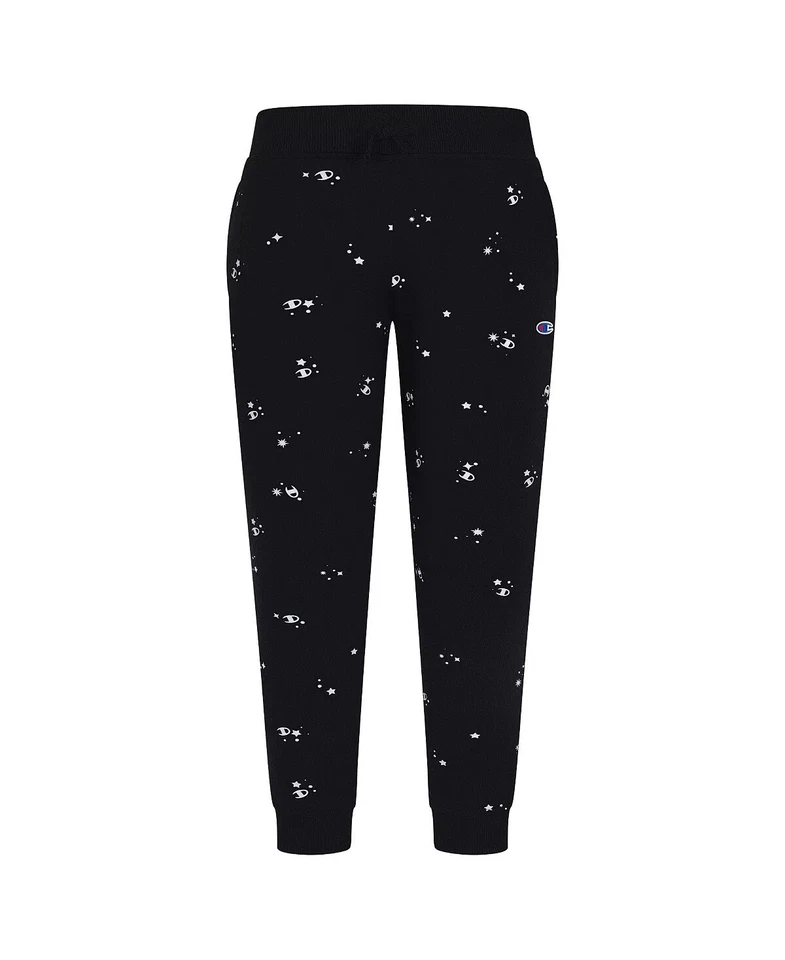 Pantalones de chándal Champion NEGROS de lana con estampado de estrellas con logotipo 'C' para niñas grandes, S Foto 1 de 1