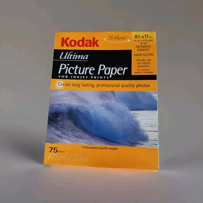 Papel fotográfico KODAK Ultima inyección de tinta de alto brillo 8,5 x 11 75 hojas peso más pesado  Foto 1 de 2