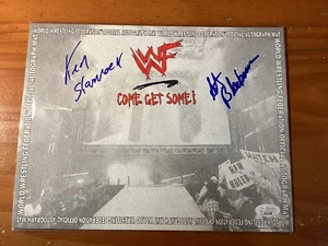 Ken Shamrock Steve Blackman Autogramm 8x10 WWF auf WWF Autogramm Matte JSA Cert - Bild 1 von 6