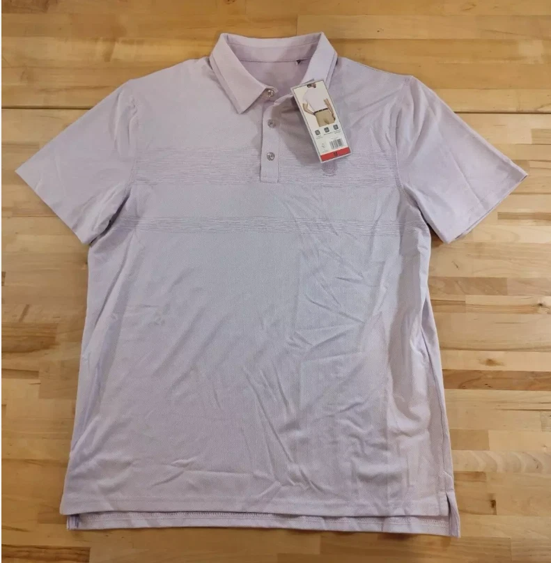 Chaps Men's 3 Button-Up Short Sleeve Moisture Wicking T-Shirt Purple Size M