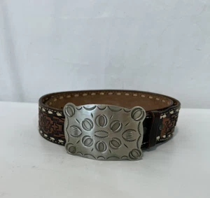 VTG Tony Lama Belt Mens 42 in Southwest Aztec Western Cowboy Brown - Picture 1 of 9