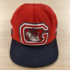 Vintage UGA Georgia Bulldogs Hat Mens Red One Size OSFM 3 Stripe Trucker Cap - Picture 1 of 10