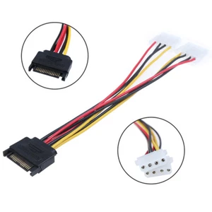 15Pin SATA Male to Double 4 Pin Molex Female IDE HDD Power HardDrive CableA. _r1 - Picture 1 of 12
