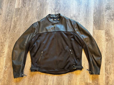 Chaqueta de motociclista Power Trip de cuero de malla para hombre 2XL negra acolchada motociclista crucero Foto 1 de 3