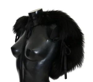 DOLCE & GABBANA Scarf Black Silver Fox Fur Shoulder Collar Wrap s. L RRP $8600 - Picture 1 of 7